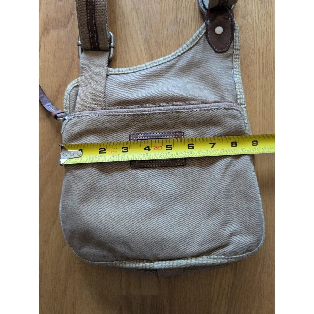 Vintage Y2K Fossil Canvas Crossbody Bag Khaki Tan Utility Messenger Purse Small